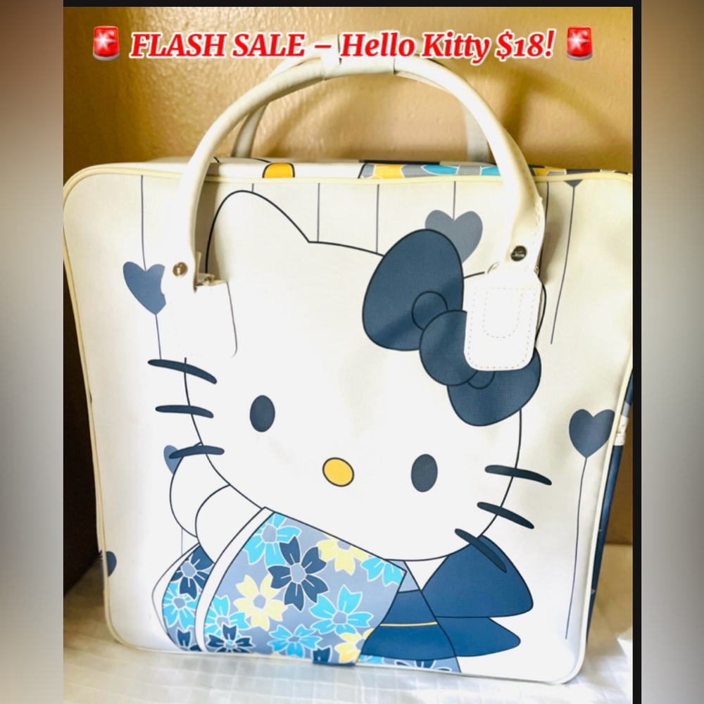 Hello Kitty Cream & Blue Tote Bag | Sanrio Special Edition